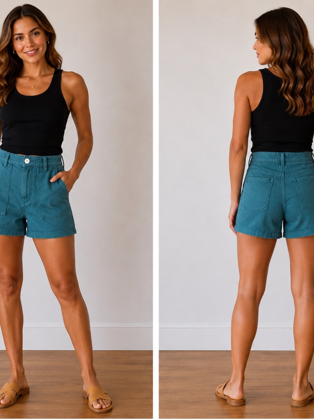 Madewell Teal Denim High-Rise Shorts